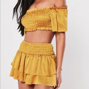 NWT Missguided Yellow Co Ord crop top & shorts set